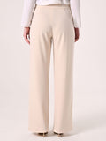 Pantaloni con Fibbia in Scuba Mano Crepe Beige
