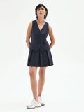 Abito corto effetto due pezzi blu navy