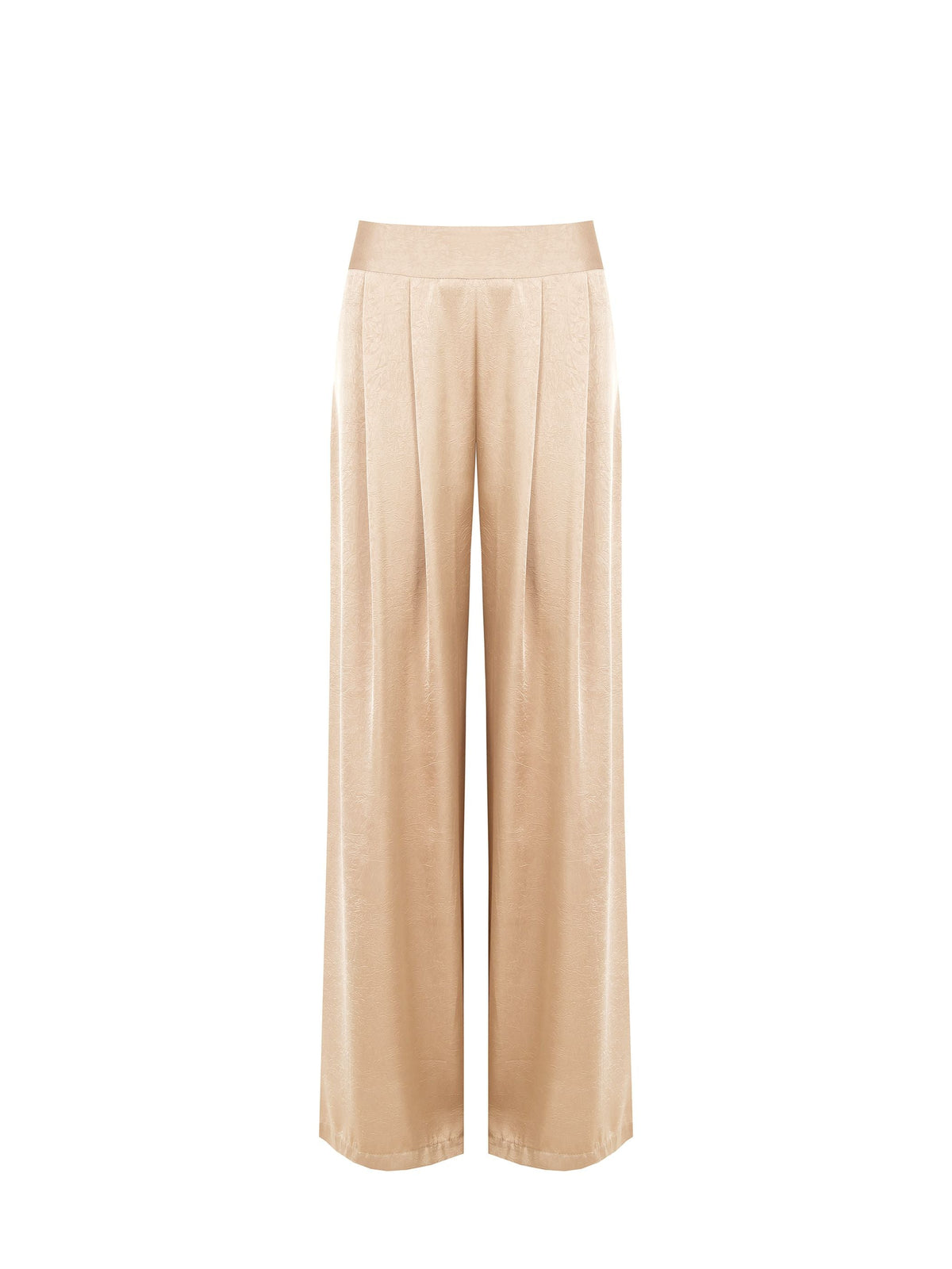Pantaloni Ampi in Envers Satin Beige Scuro