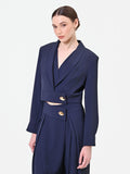 Giacca corta blu navy con bottone design