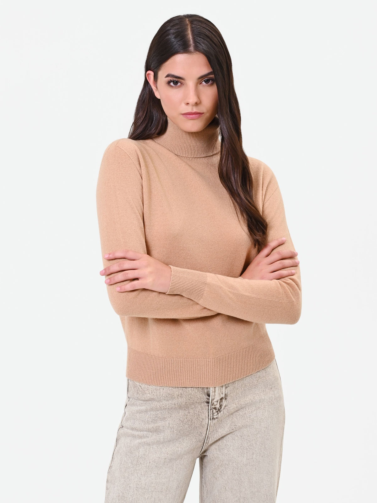 Maglia dolcevita cammello beige 100% lana Giorgia Palmas X Rinascimento