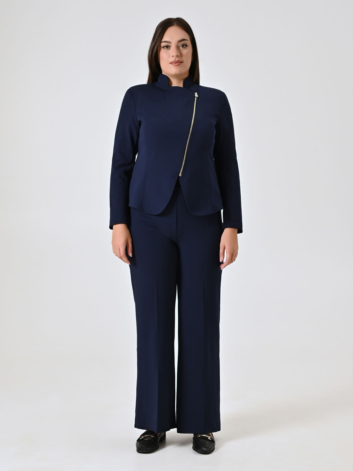Giacca Curvy con Zip Blu