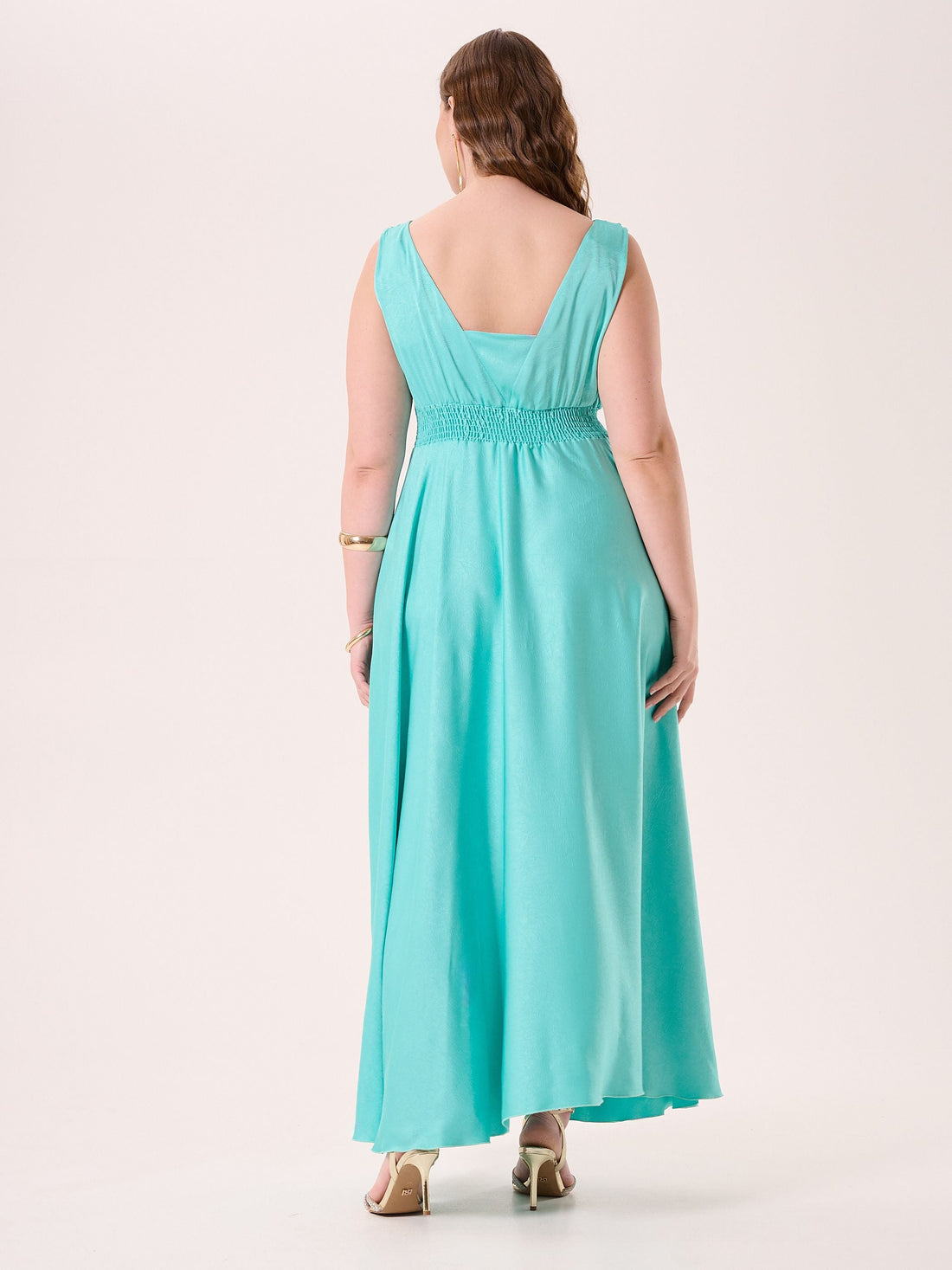 Abito Curvy Lungo Verde Acqua