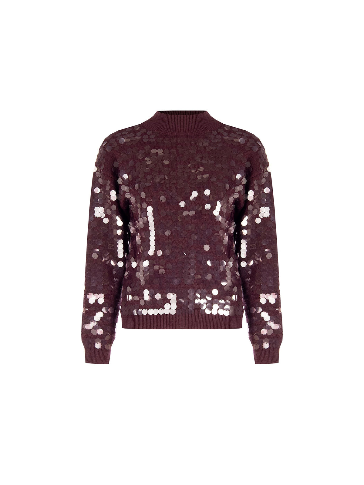 Maglia in viscosa bordeaux con paillettes