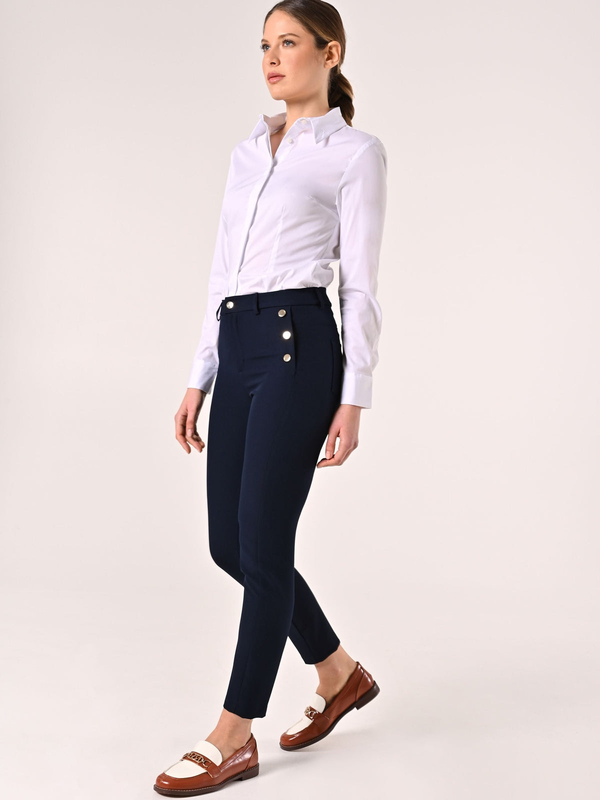 Pantaloni con Bottoni Mariniére Blu