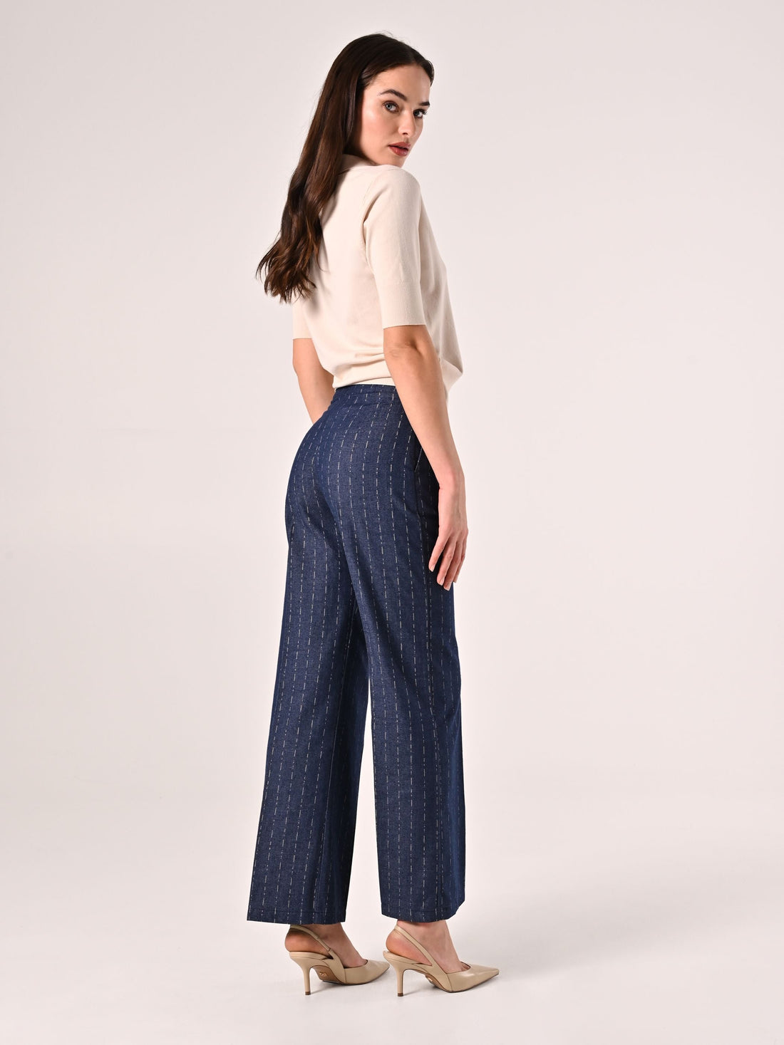 Pantaloni in Denim effetto Gessato