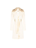 Cappotto bianco con inserto effetto pelliccia
