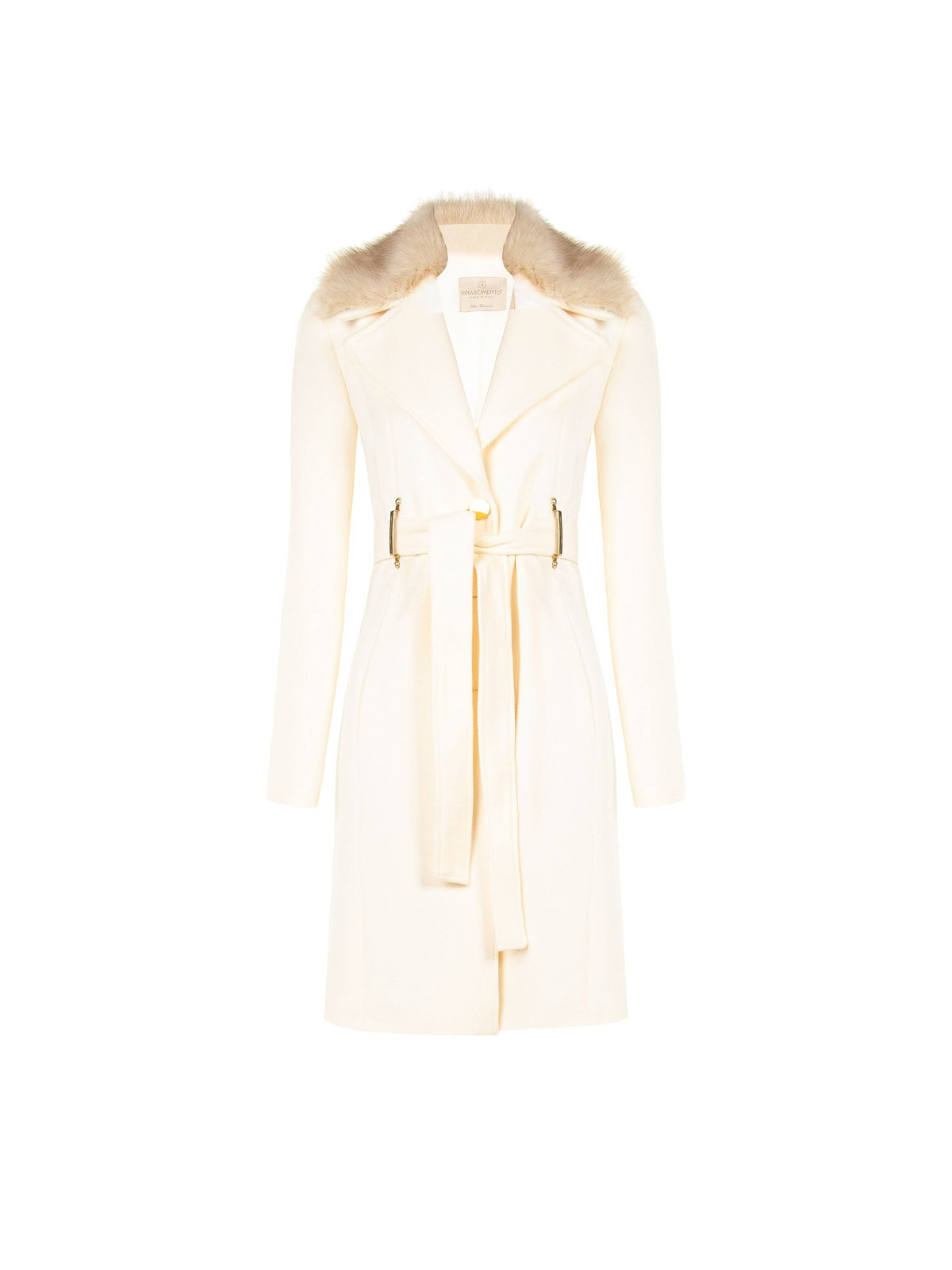 Cappotto bianco con inserto effetto pelliccia