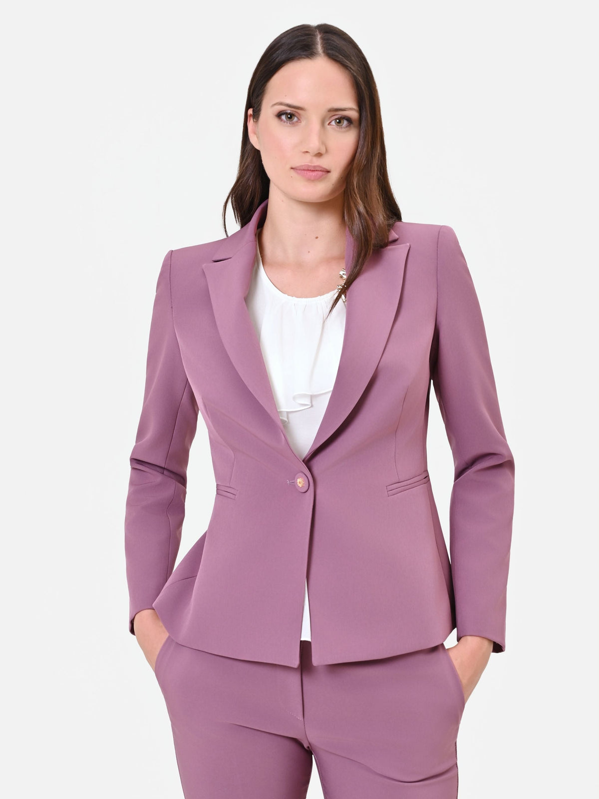 Giacca blazer monopetto rosa antico