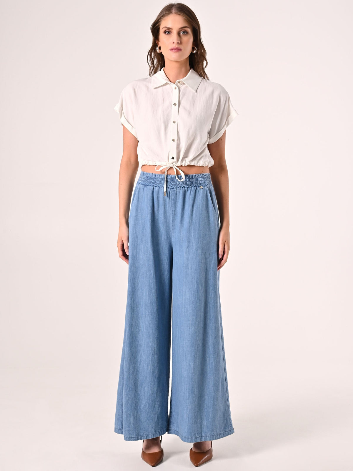 Camicia Bianca Boxy in Misto Viscosa