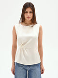 Blusa bianco panna con drappeggio laterale