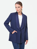 Giacca blu navy con collo a scialle