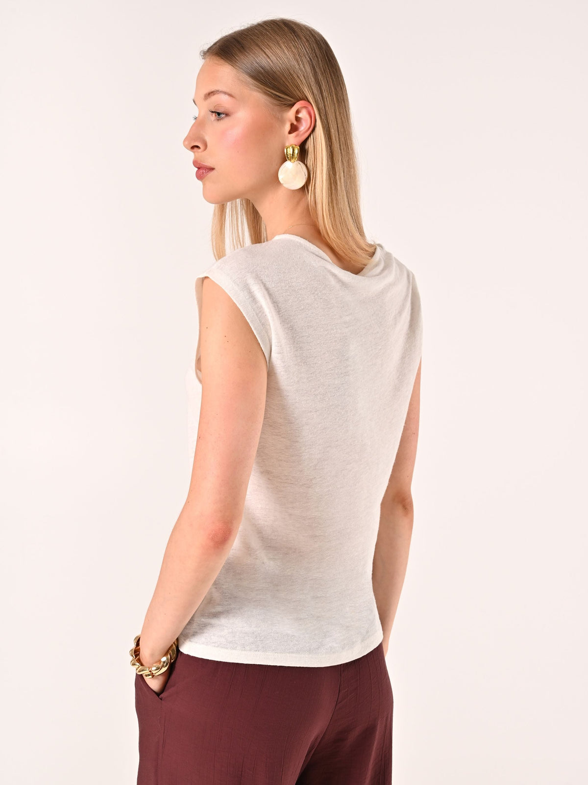 T Shirt in Lino con Anello