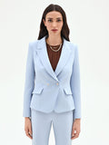Giacca blazer cielo azzurro con rever a lancia