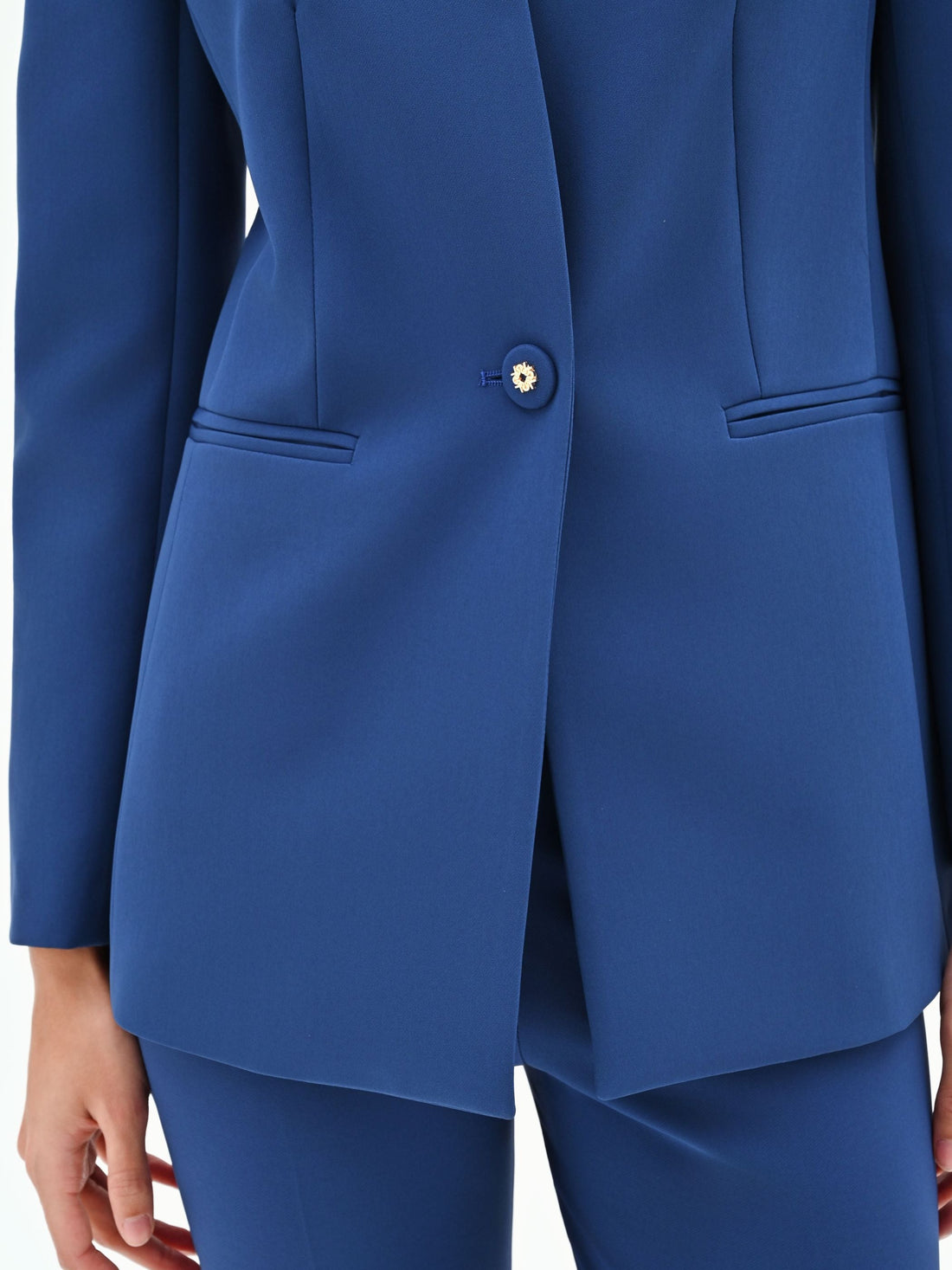 Giacca blazer blu brillante senza rever