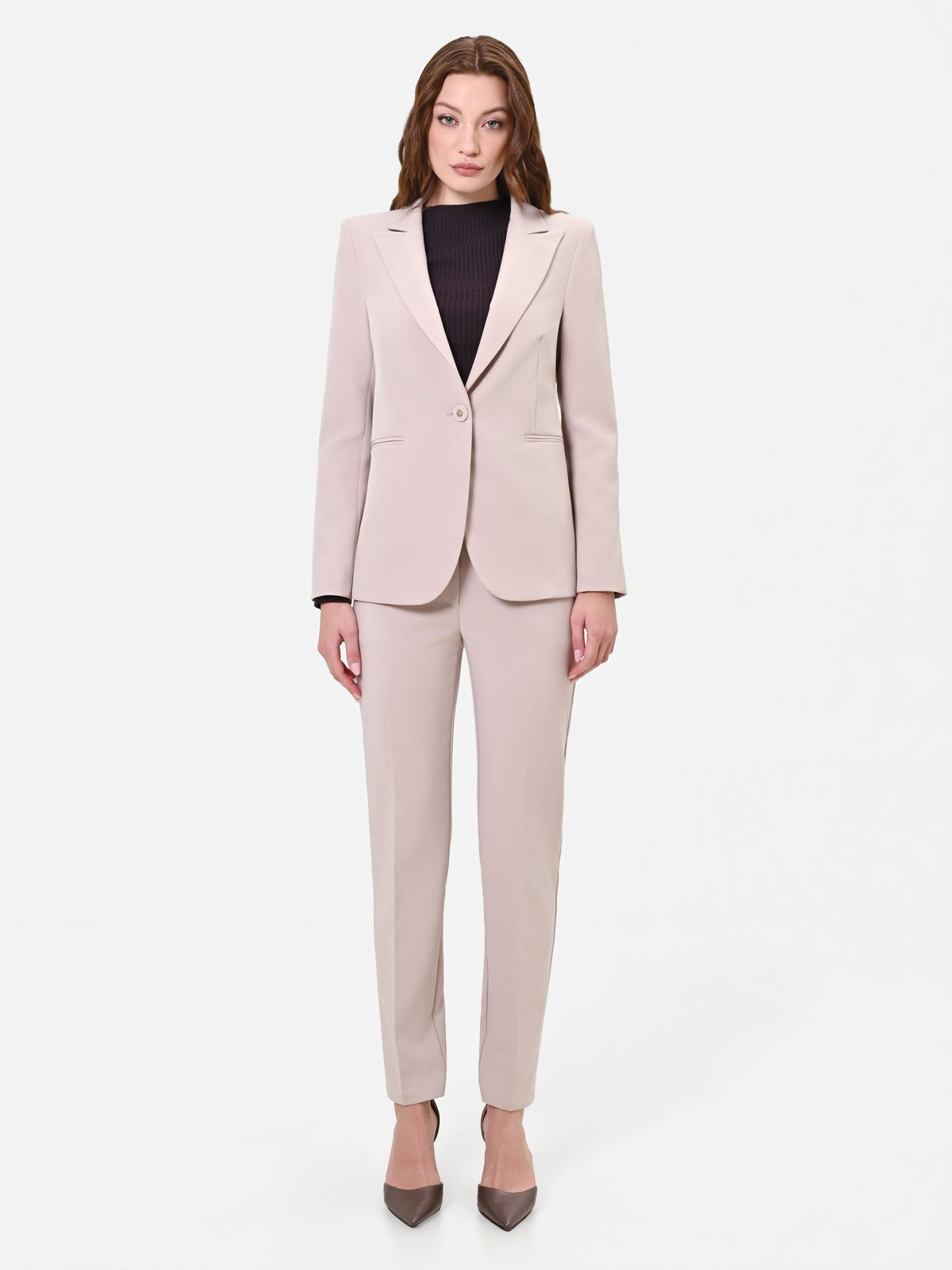 Giacca monopetto tortora beige