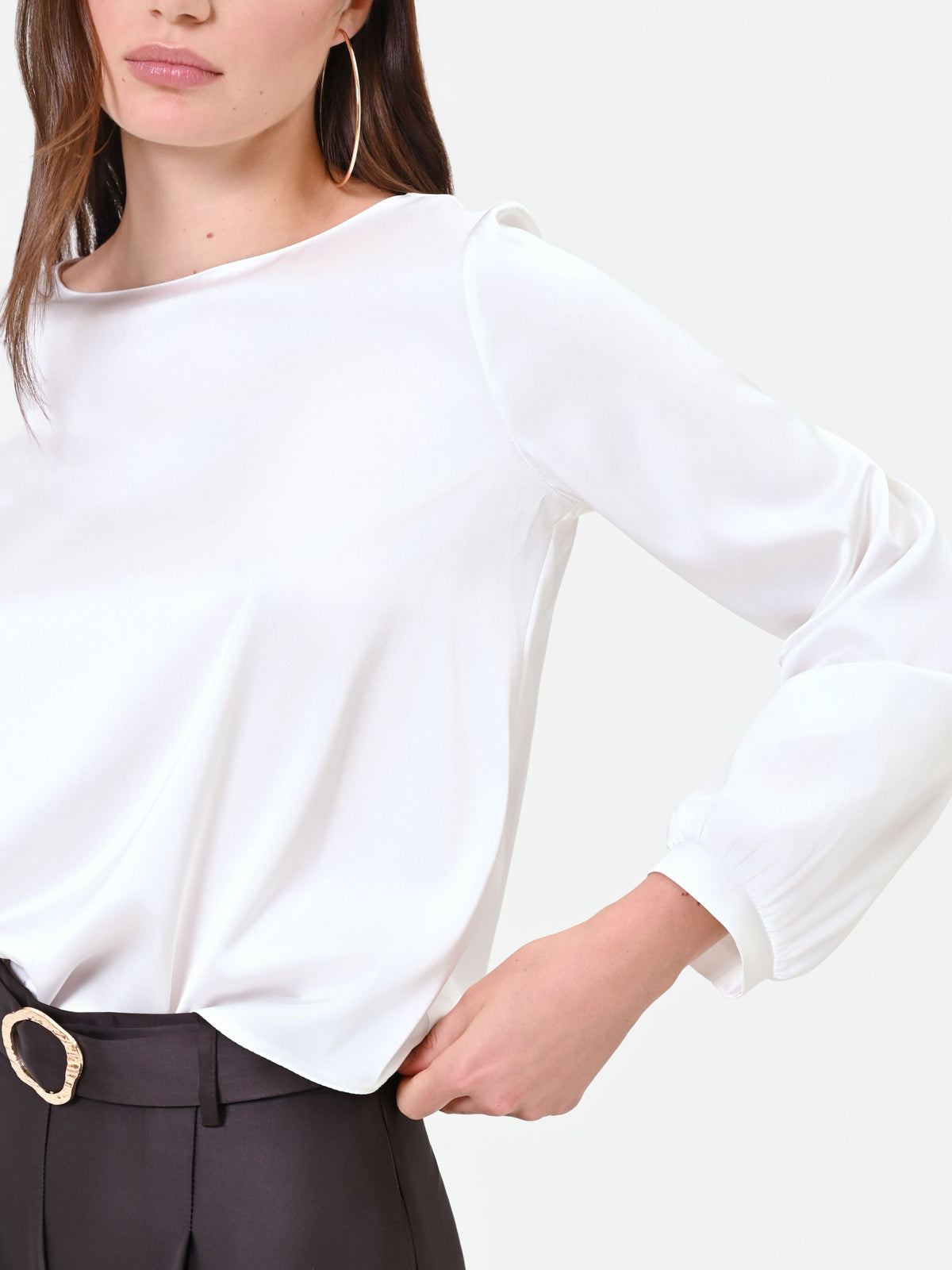 Blusa bianca in raso