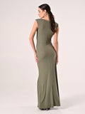 Abito Lungo Verde Militare con Glitter