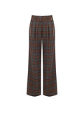 Pantalone a palazzo marrone con motivo check