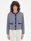 Giacca blu in maglia a righe