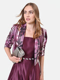 Giacca in raso stampa floreale rosso bordeaux