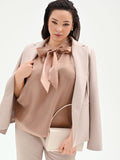 Top Curvy marrone bronzo con collo lavalliere