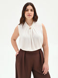 Top curvy  bianco panna con spilla gioiello