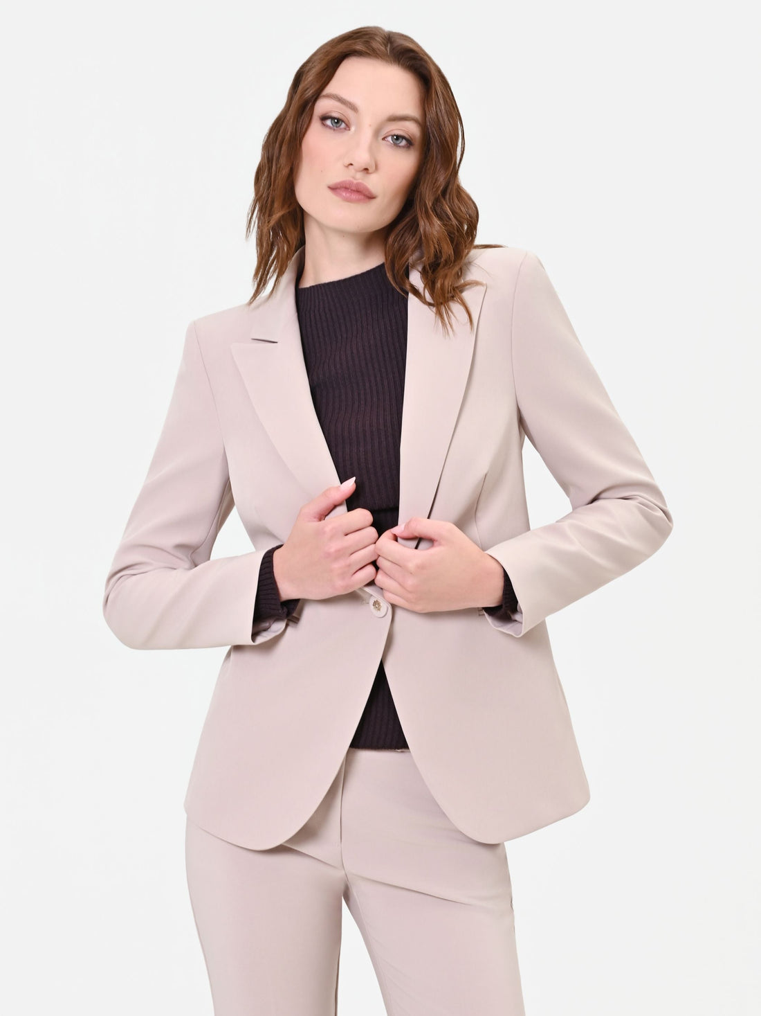 Giacca monopetto tortora beige