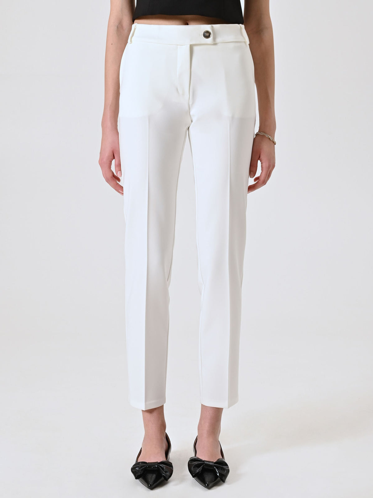 Pantaloni Slim in Tessuto Tecnico Bianco
