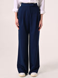 Pantaloni con Pinces in Poliviscosa Blu