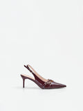 Décolleté slingback bordeaux con cinturini incrociati