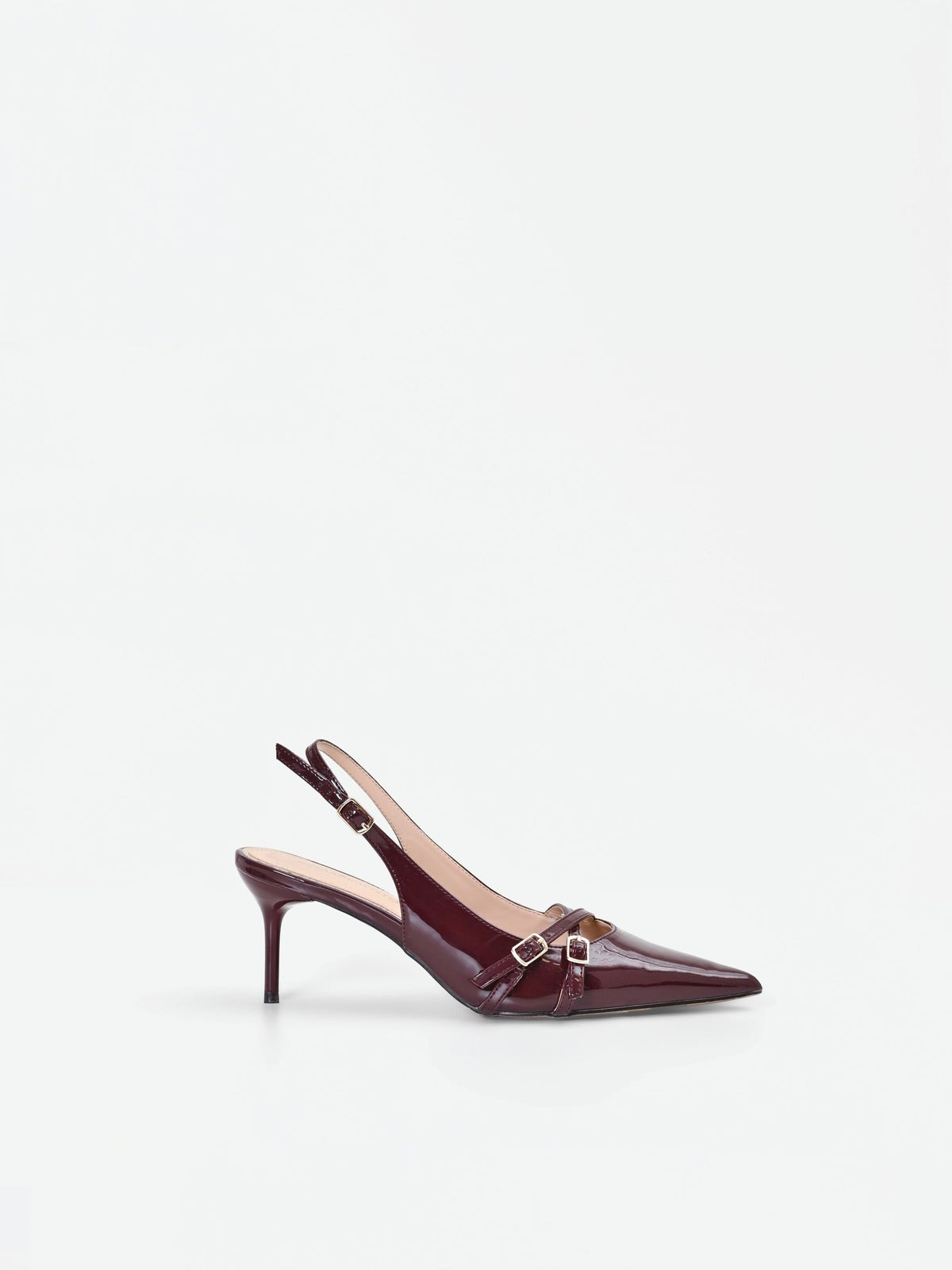 Décolleté slingback bordeaux con cinturini incrociati