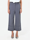 Pantalone culotte grigio con risvolto alto