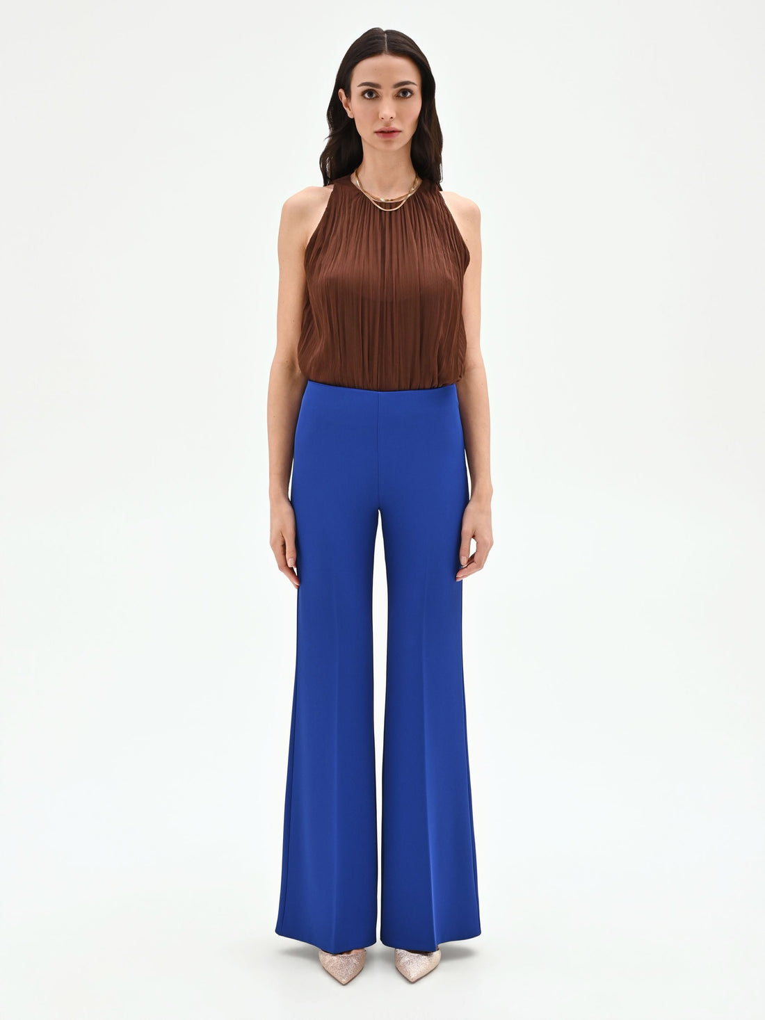 Pantalone a palazzo blu cina