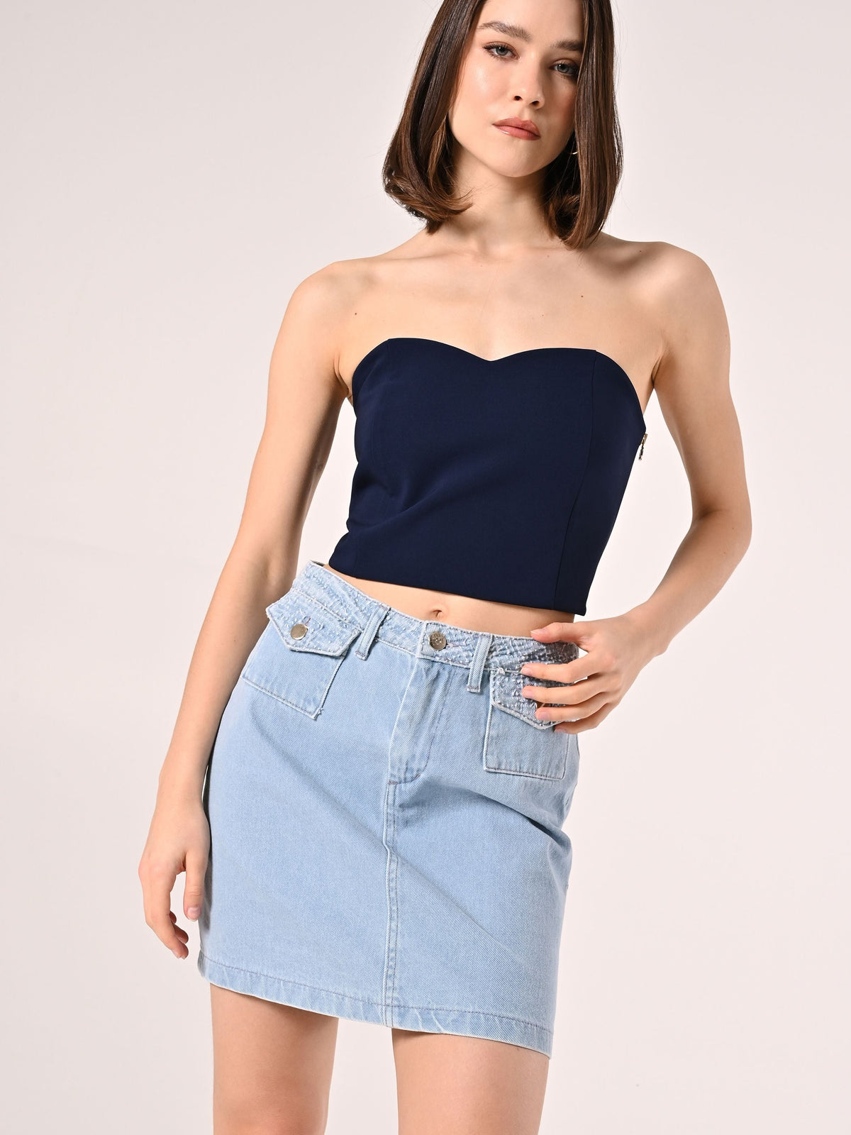 Top in Tessuto Tecnico Blu
