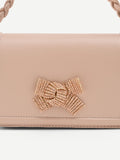 Borsa pochette rosa con fiocco gioiello