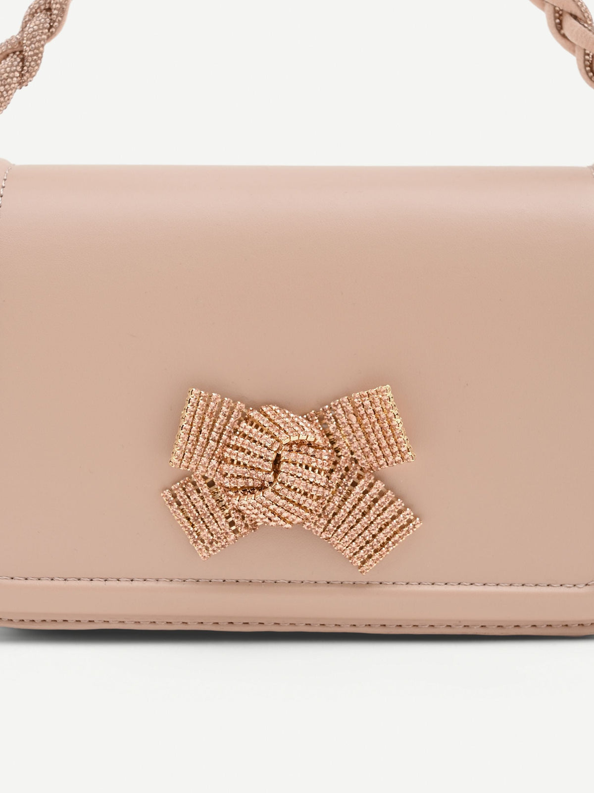 Borsa pochette rosa con fiocco gioiello