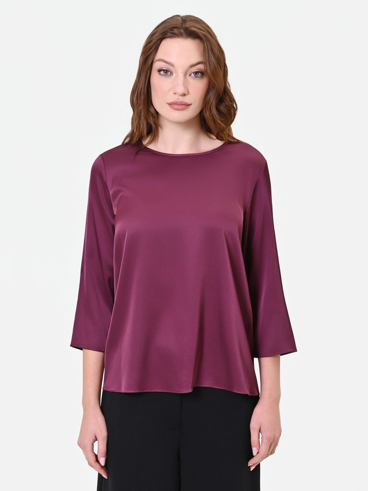Blusa in raso bordeaux rosso