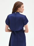 Coprispalla atelier bolero blu indaco con collo sciallato