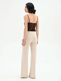 Pantalone a palazzo beige chiaro