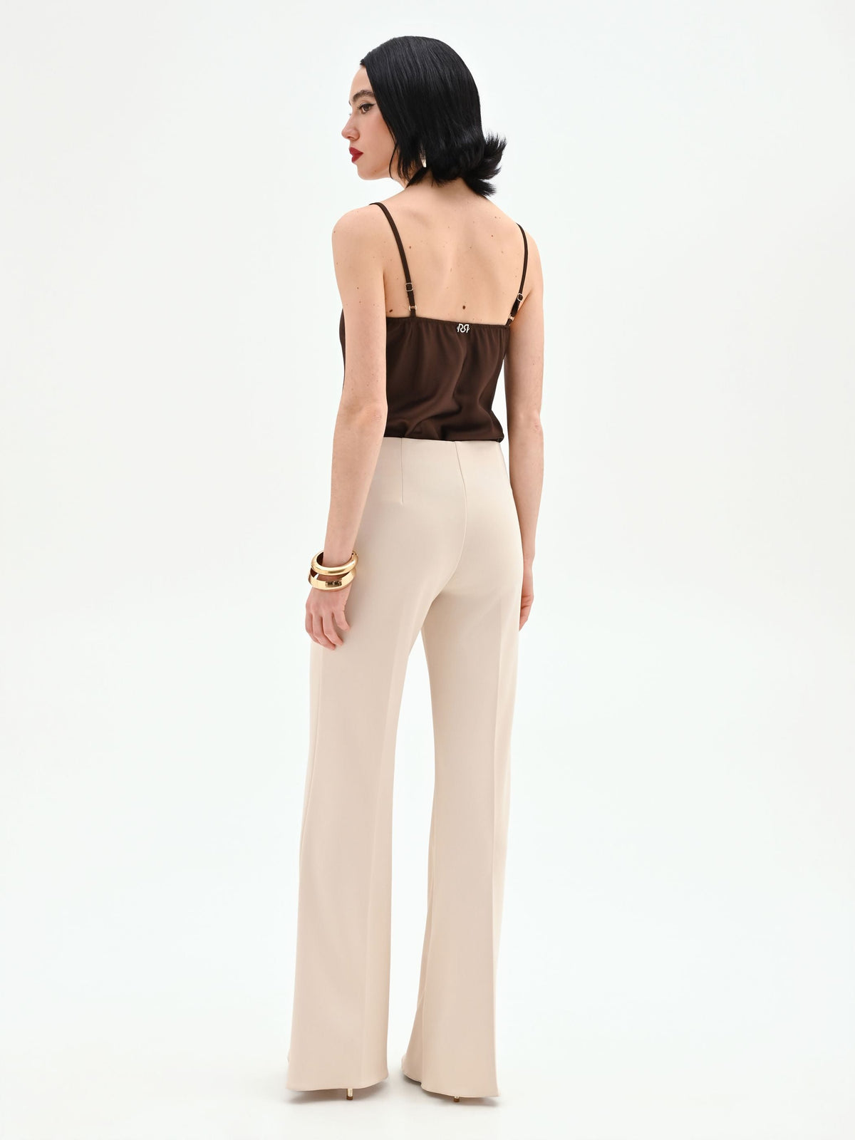 Pantalone a palazzo beige chiaro