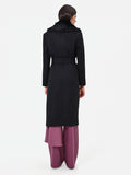 Cappotto midi nero con collo effetto pelliccia misto lana Giorgia Palmas X Rinascimento