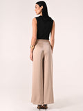 Pantaloni Ampi in Envers Satin Beige Scuro