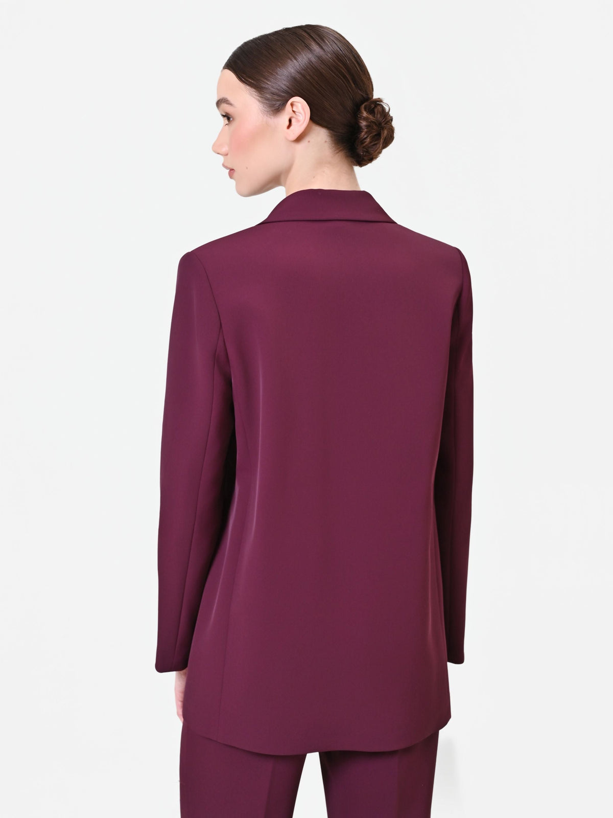 Giacca blazer bordeaux con cintura