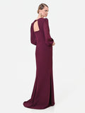Abito lungo asimmetrico bordeaux rosso