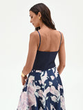 Top bustier blu con scollo a cuore