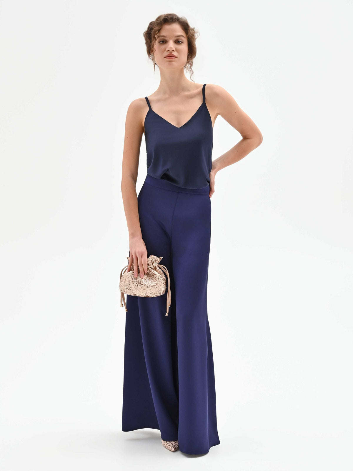Pantalone atelier a palazzo blu indaco