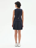 Abito corto effetto due pezzi blu navy