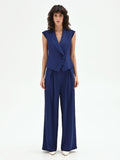 Gilet Studio blu indaco con chiusura asimmetrica