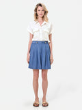 Pantalone bermuda blu in lyocell